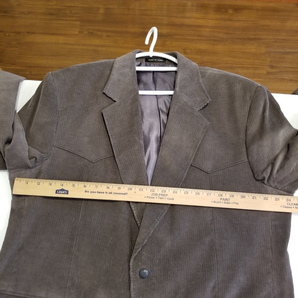 CCC Western Wear Sport Coat Mens 48L Corduroy Cotton Jacket Elbow Pads Dark Gray - Picture 8 of 8